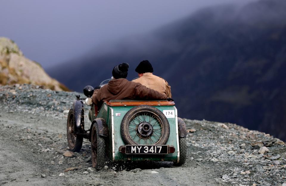 Motoring enthusiasts take part in the annual VSCC Lakeland Trial at Honister Slate Mine in Keswick, Britain, November 12, 2022. REUTERS/Lee Smith