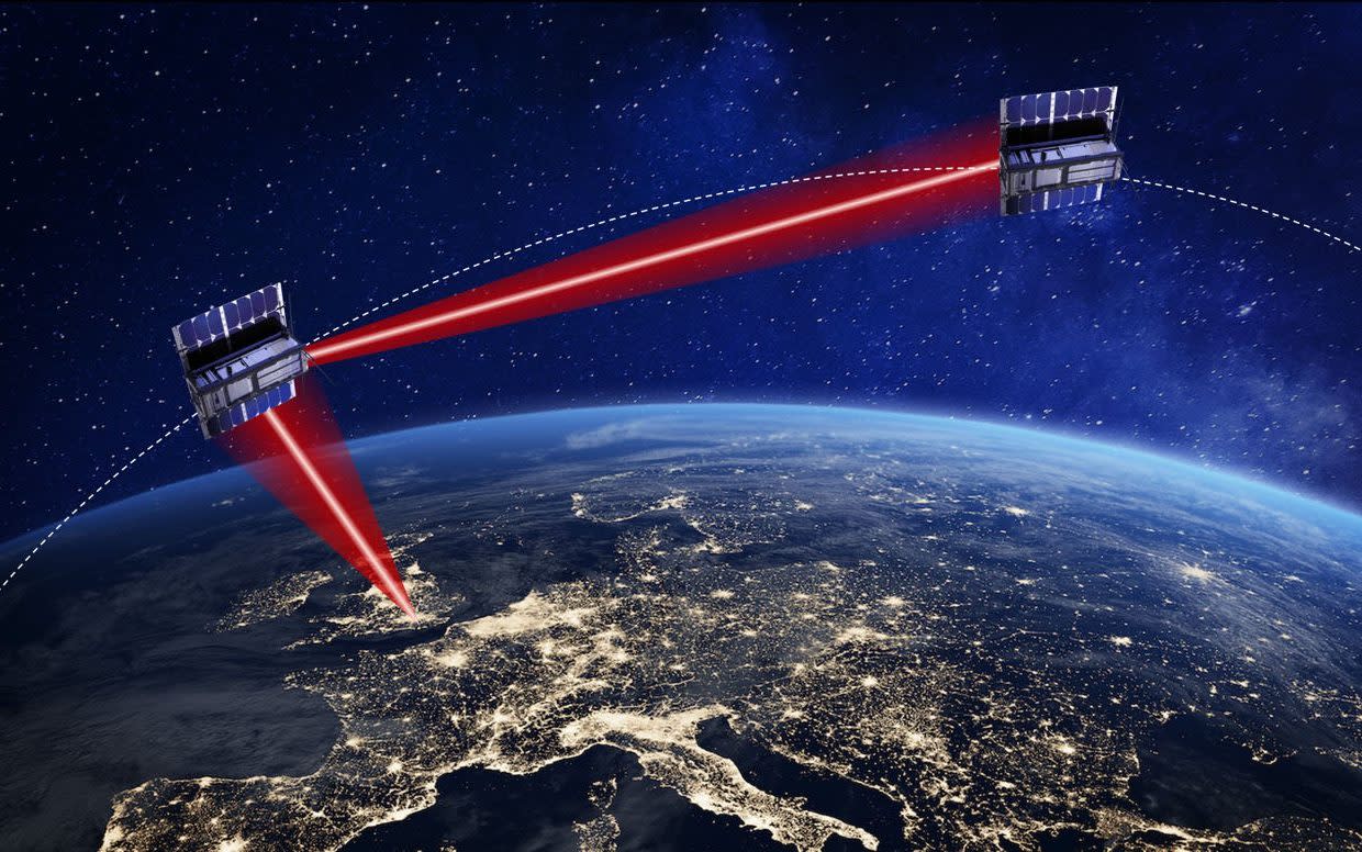 An artist's impression of laser-based CubeSats by the North East Space Skills and Technology centre