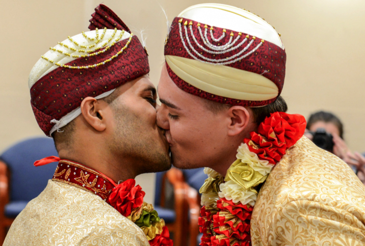 Jahed Chowdhary has tied the knot with Sean Rogan (Picture: Caters)