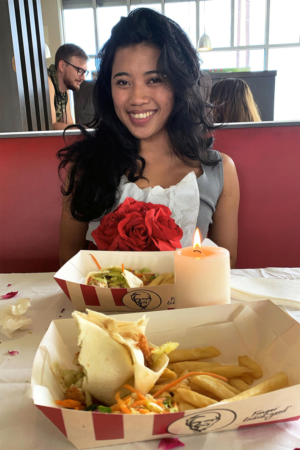 KFC romantic dinner: Diane Del (pictured) enjoyed the fried chicken romantic dinner at KFC. 