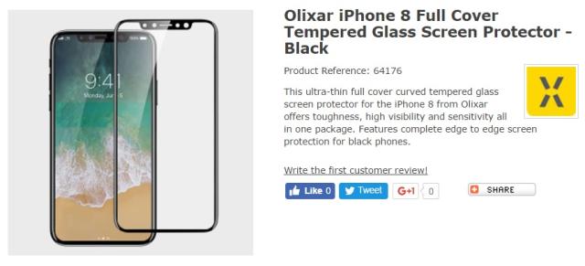 Olixar iPhone 8 Edge to Edge Tempered Glass Screen Protector - Black