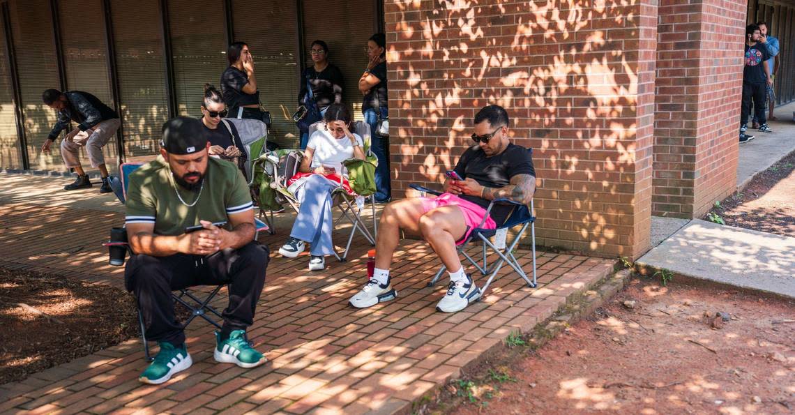 People waiting in line at the Executive Circle DMV office in east Charlotte brought their own chairs to wait for hours to get a walk-in spot. Some people showed up at 6 a.m. and wouldn’t be seen until noon or later.