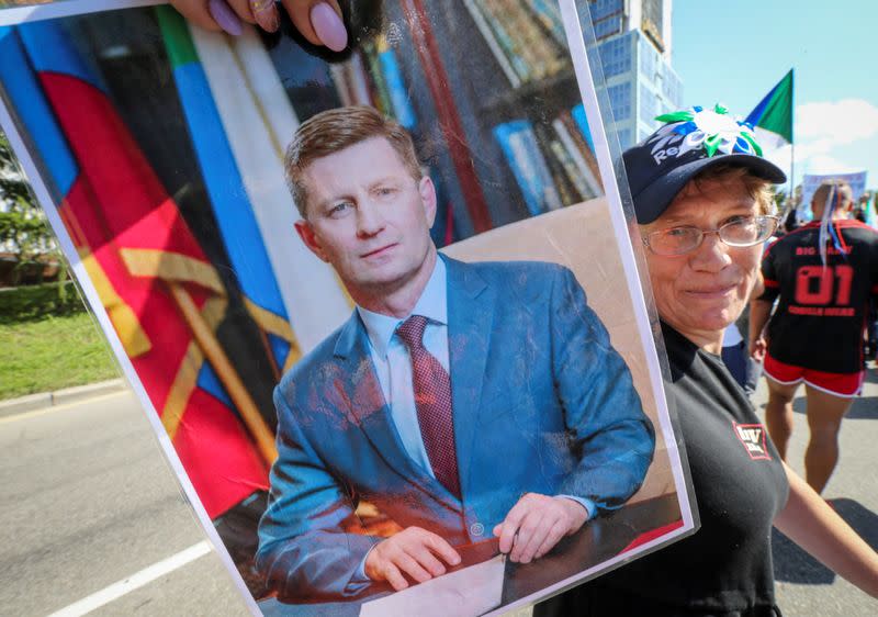 People take part in rally to support former regional governor Sergei Furgal in Khabarovsk