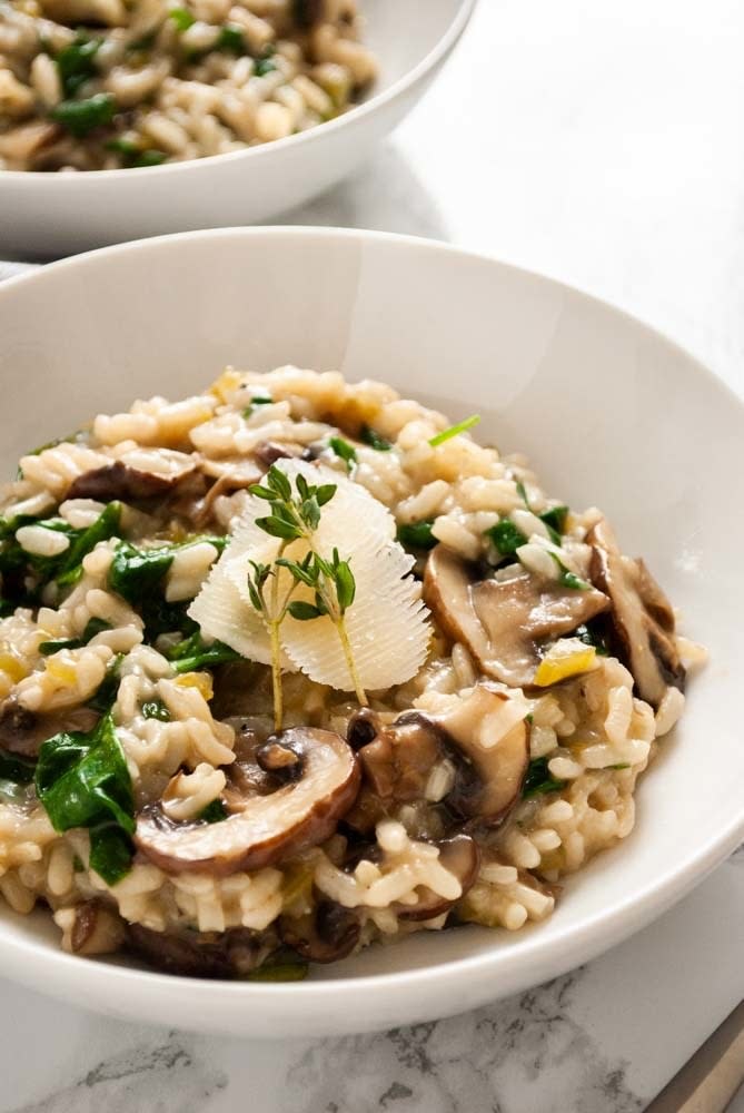 A bowl of mushroom risotto