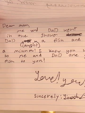 <p>Kristen Bell/Instagram</p> A letter written by Kristen Bell's daughter, Lincoln.