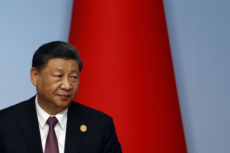 Chinese President Xi Jinping attends the joint press conference of the China-Central Asia Summit in Xian, in China's northern Shaanxi province on May 19, 2023. (Photo by FLORENCE LO / POOL / AFP)