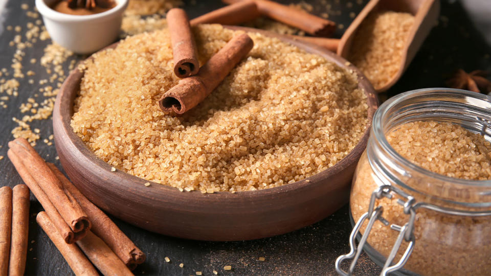 Bowl of turbinado sugar