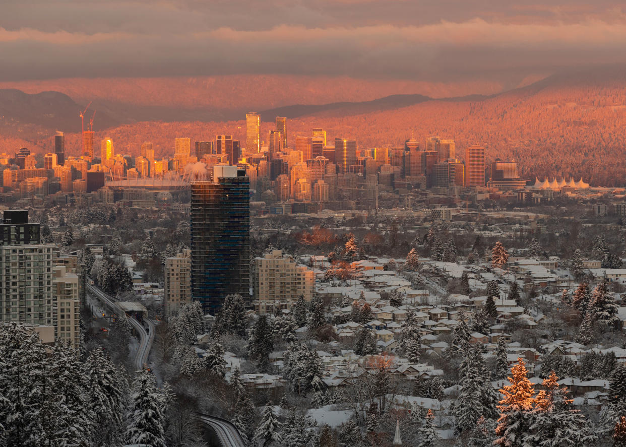 An aerial view of Vancouver in British Columbia, Canada.