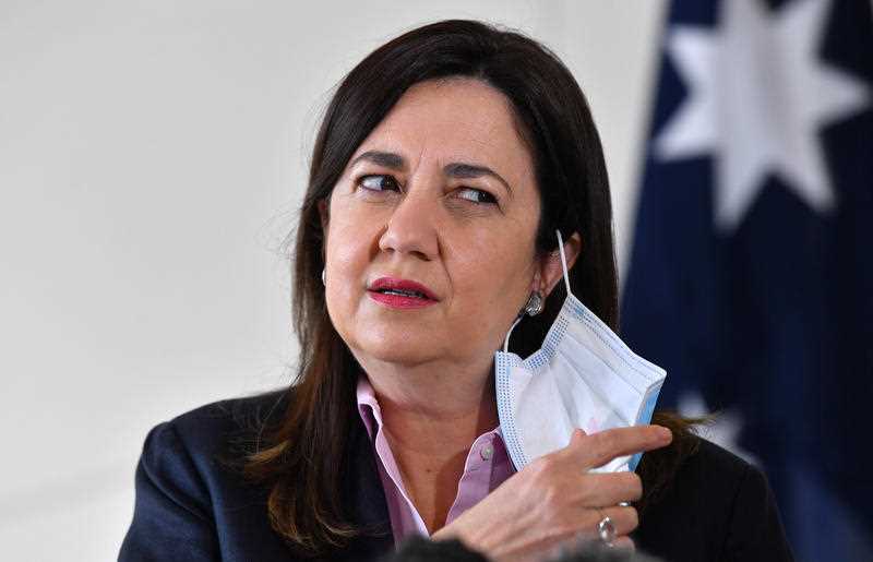 Queensland Premier Annastacia Palaszczuk addresses the media during a press conference in Brisbane.