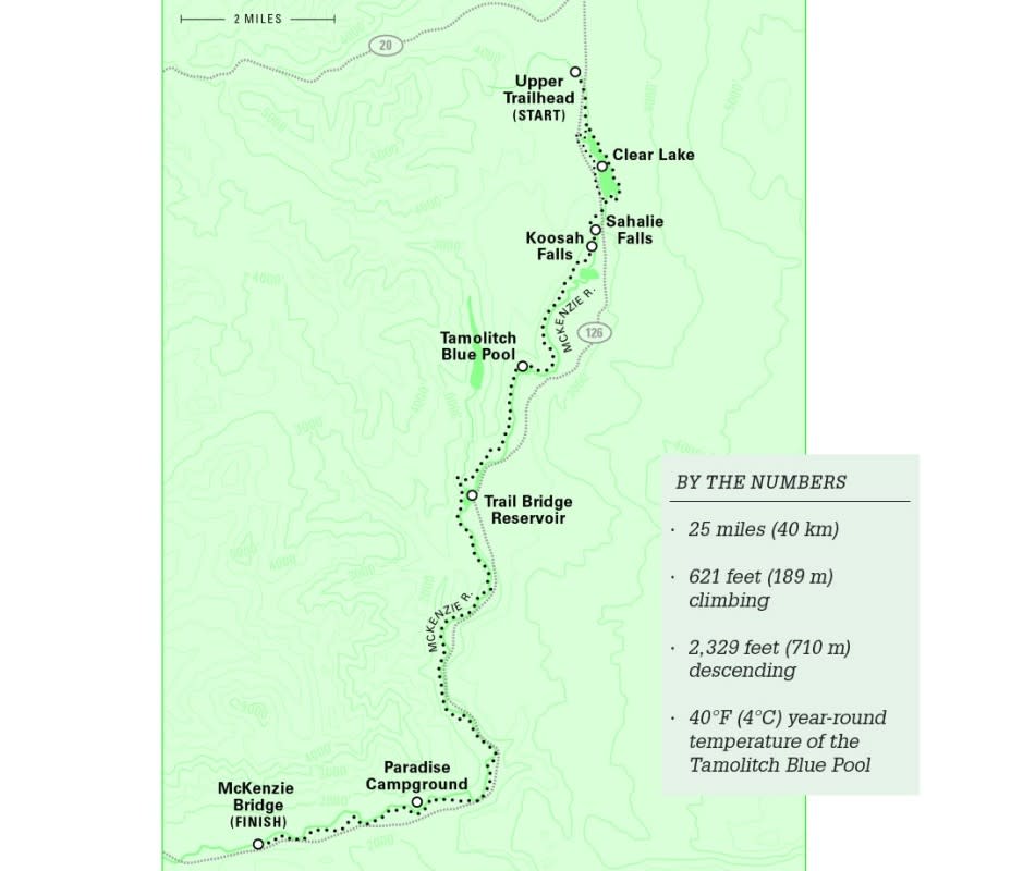 McKenzie River Trail Route: "Riders cruise through lava flows and old-growth forest, past raging waterfalls and crystalline blue lakes. All in all, it’s like a rideable postcard."<p>Courtesy image</p>