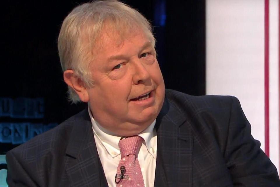 A screenshot of LBC presenter Nick Ferrari's reaction as Rachel Johnson strips off (Sky News)