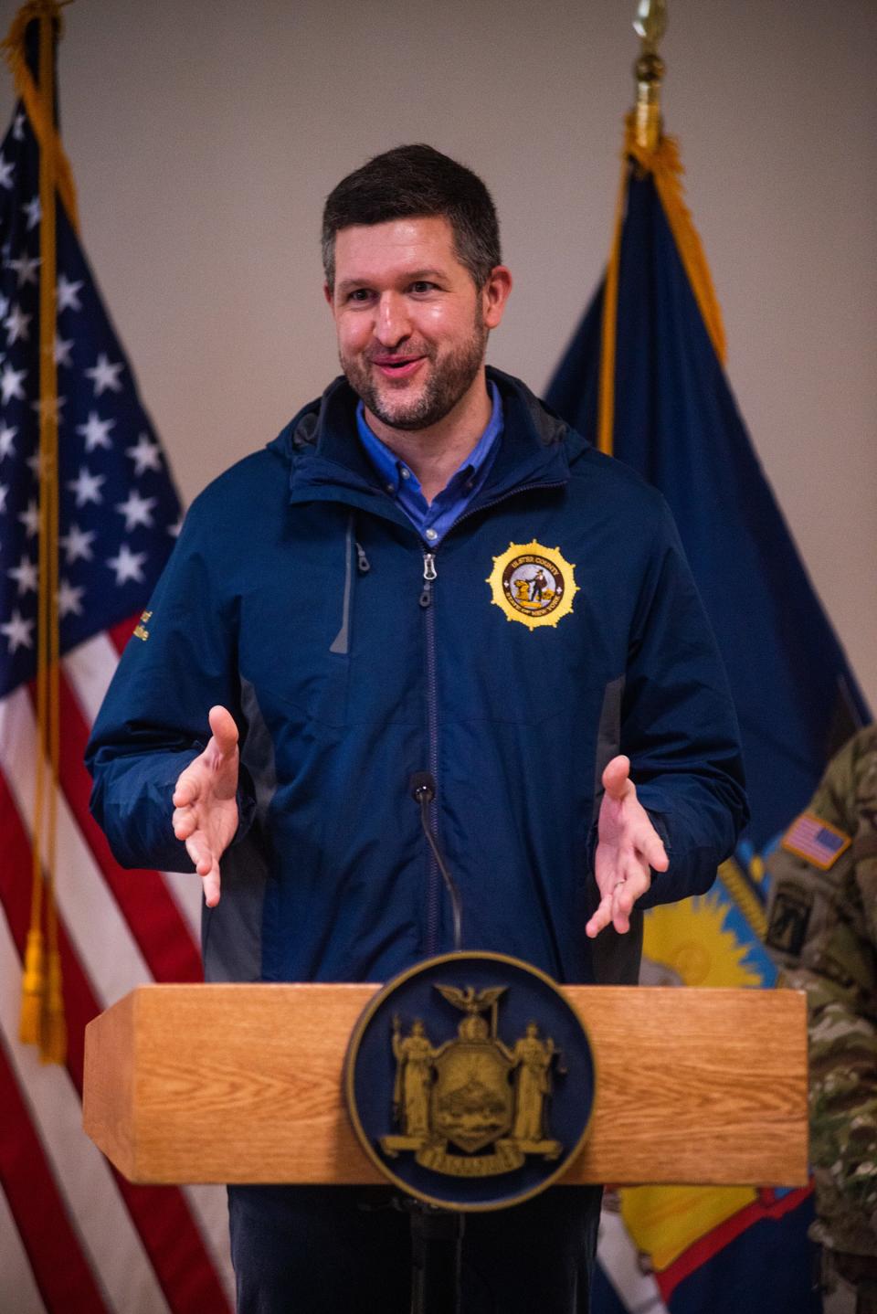 Ulster County Executive Pat Ryan talks during a press conference at the Ulster County Sheriff's Office in Kingston, NY on Monday, February 7, 2022.