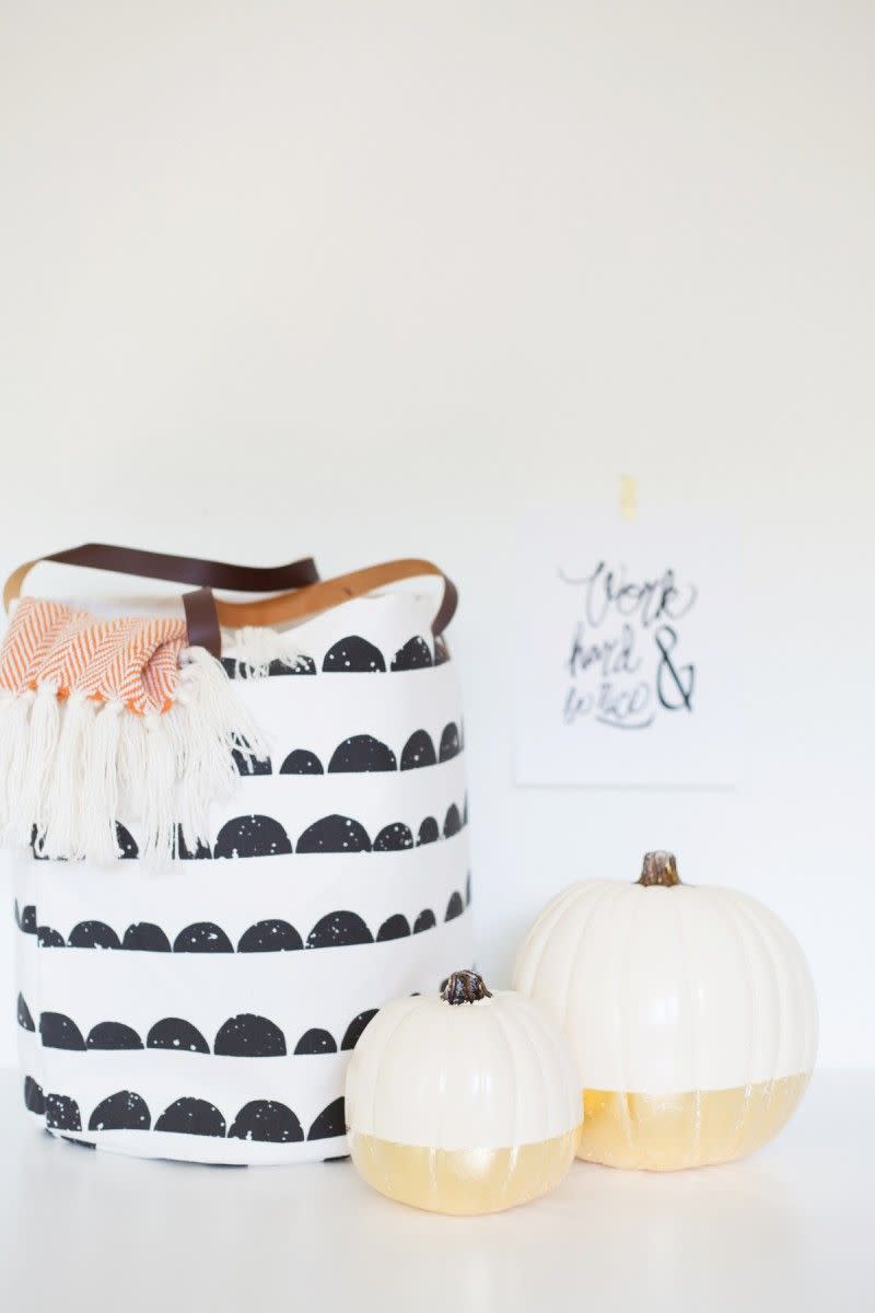 Gold-Dipped Painted Pumpkins