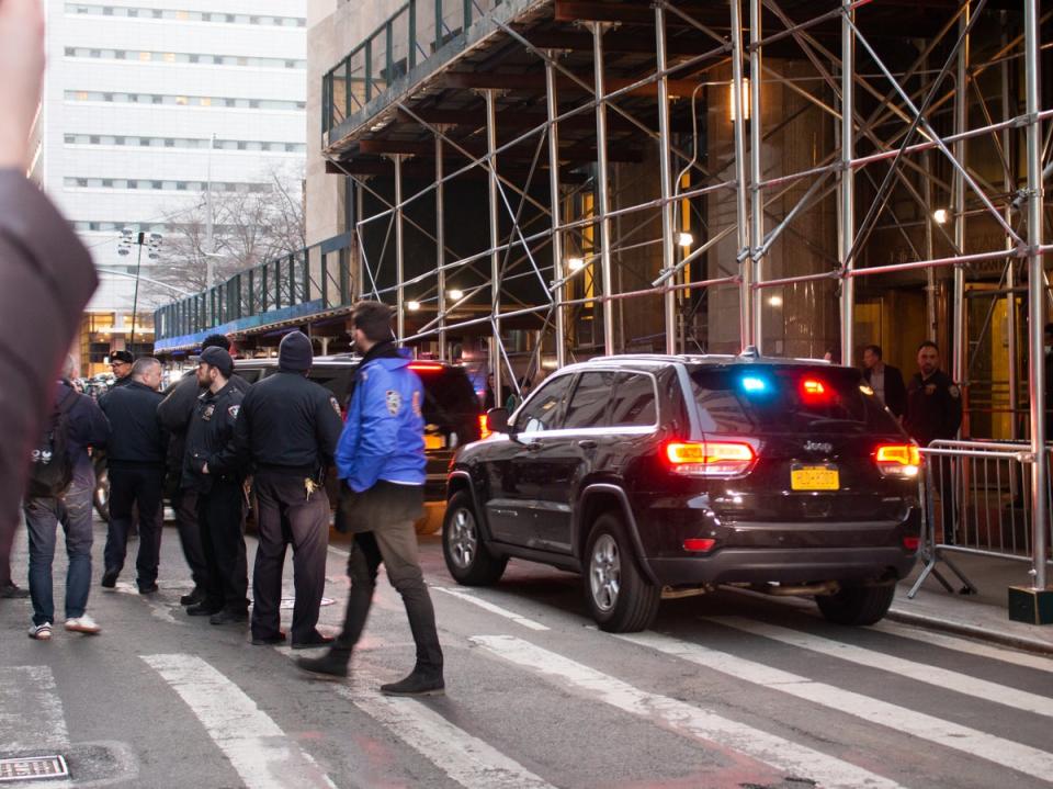 Manhattan District Attorney Alvin Bragg leaves the Manhattan Criminal Court on Thursday after announcing Donald Trump would be indicted (Ariana Baio / The Independent)