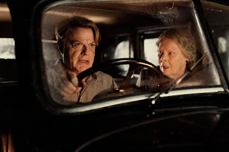 Eddie Izzard (with Judi Dench) stars as a new teacher at a finishing school filled with daughters of the Nazi High Command in the spy thriller "Six Minutes to Midnight."