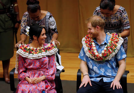 Britain's Prince Harry and Meghan, Duchess of Sussex, visit the University of the South Pacific in Suva, Fiji, October 24, 2018. REUTERS/Phil Noble/Pool