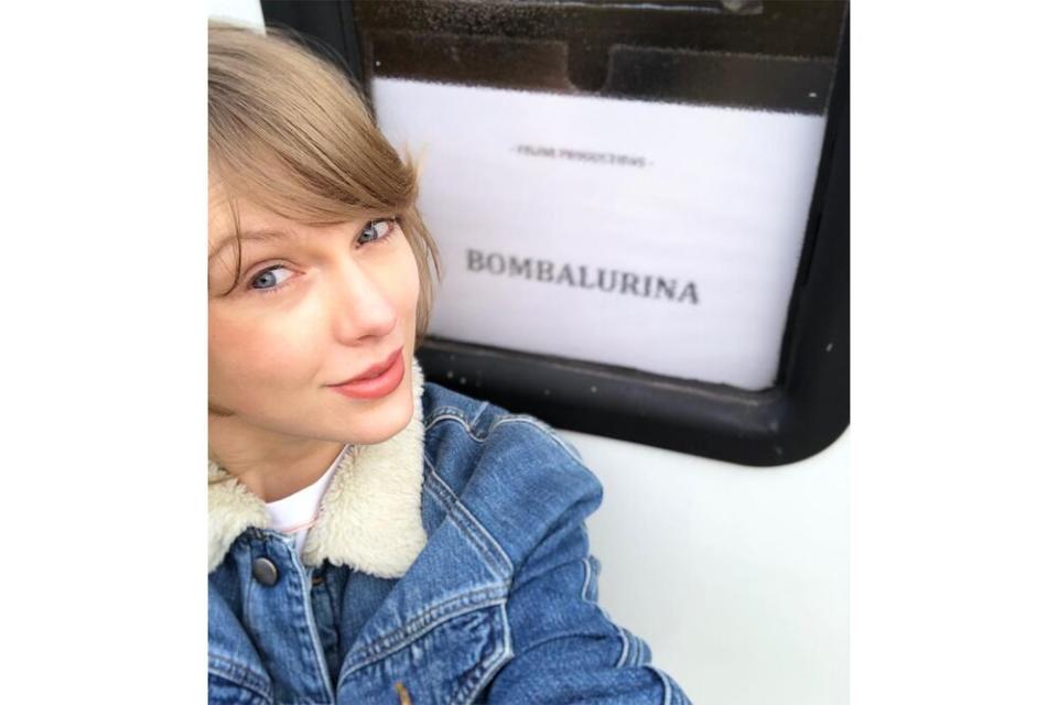 Taylor Swift on the set of Cats | Taylor Swift/Instagram