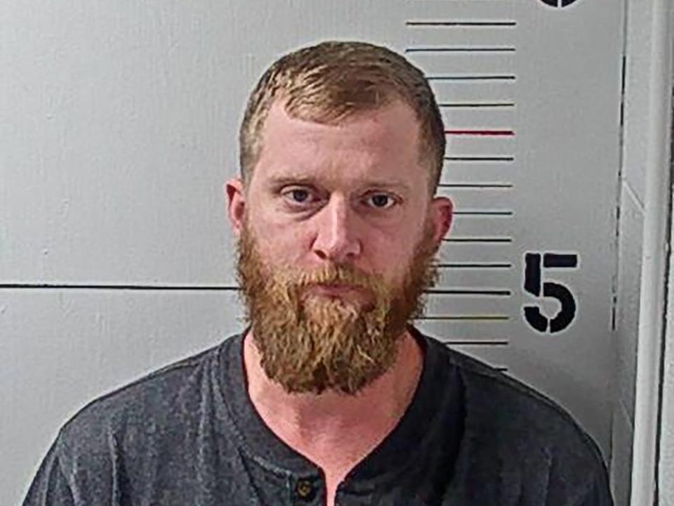 Kyle Chrisley in a police booking photo at the Rutherford County Adult Detention Center after his arrest by the Smyrna, Tennessee.