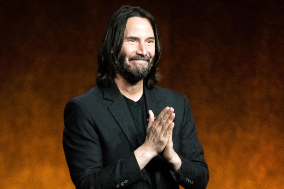 Keanu Reeves presents the movie "John Wick: Chapter 4" during Lionsgate exclusive presentation at Caesars Palace during CinemaCon 2022, the official convention of the National Association of Theatre Owners, on April 28, 2022 in Las Vegas, Nevada.