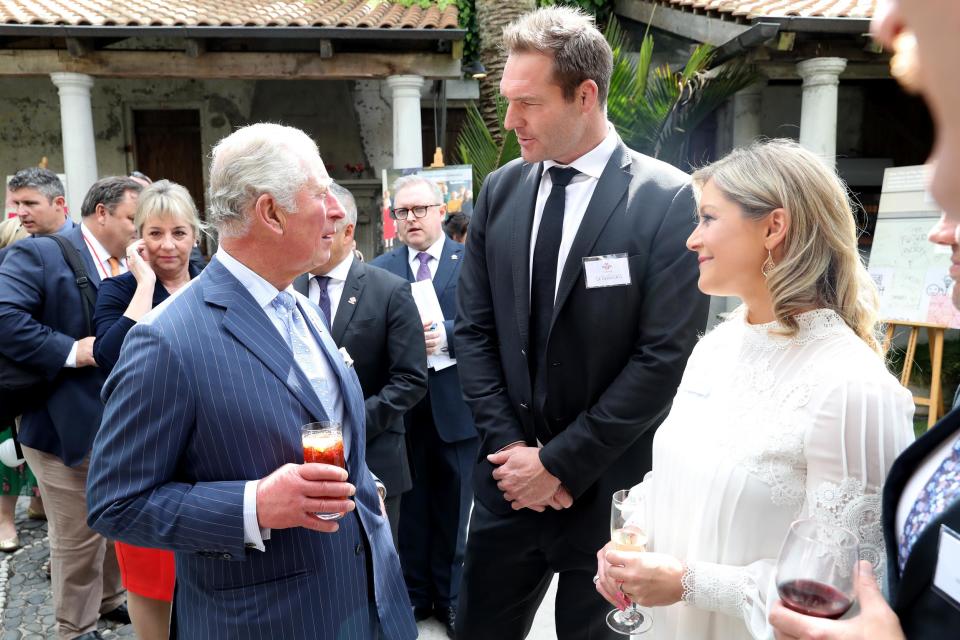 Prince Charles meets New Zealand All Black player Ali Williams during a visit to Prince's Trust Tea (Getty Images)