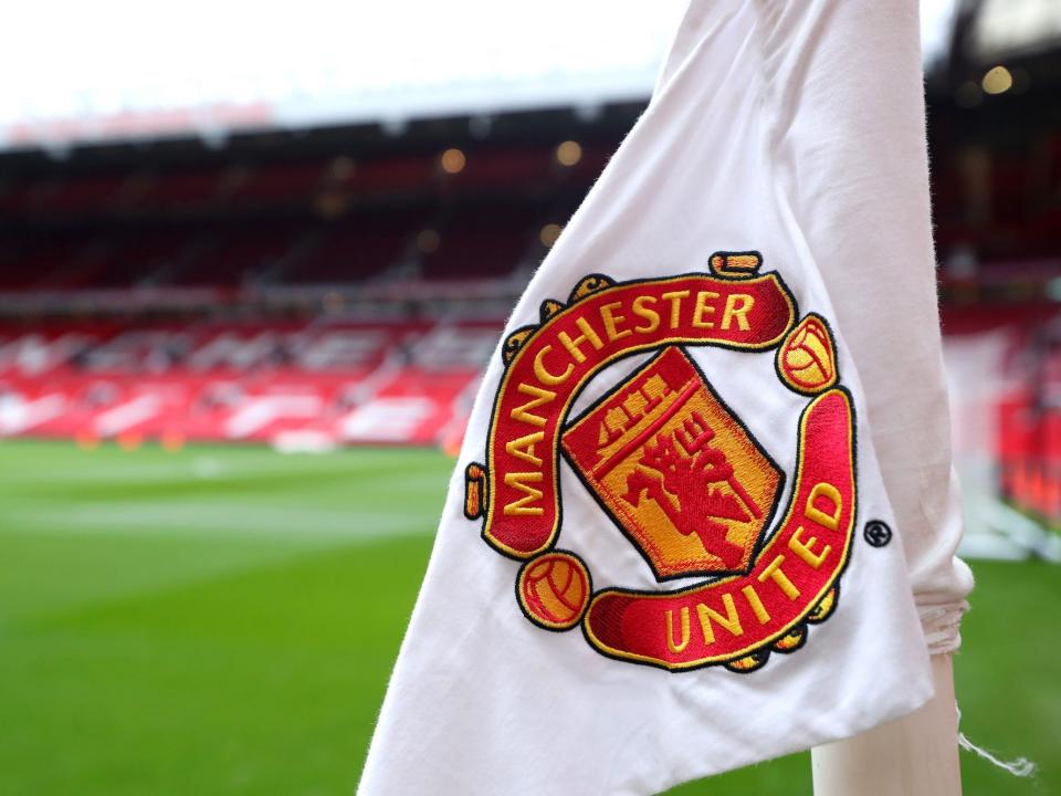 A detailed view of the corner flag inside the stadium prior to the Premier League match between Manchester United and Norwich City at Old Trafford.