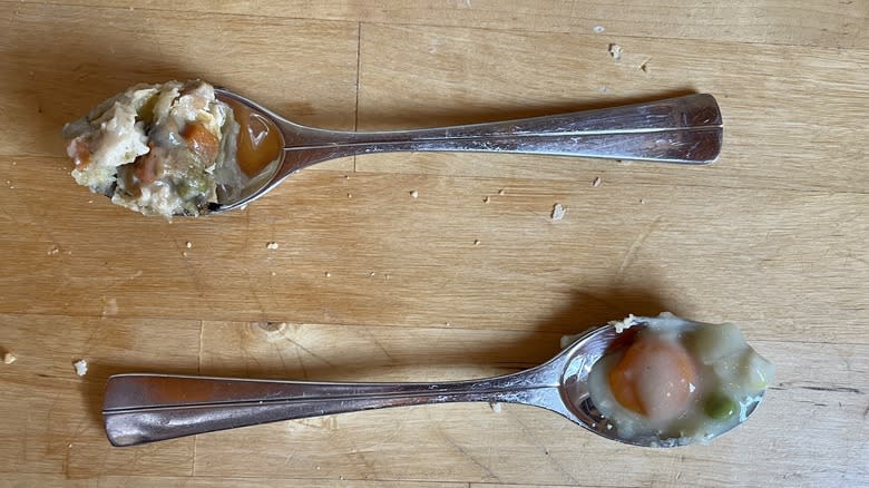 Two spoons with filling