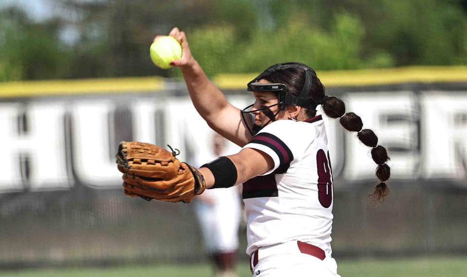 Lebanon senior pitcher Aubrey Smith improved to 16-2 in the circle this season with a complete-game effort in the Warriors' 4-3 regional semifinal win over Miamisburg on Wednesday, May 24, 2023.