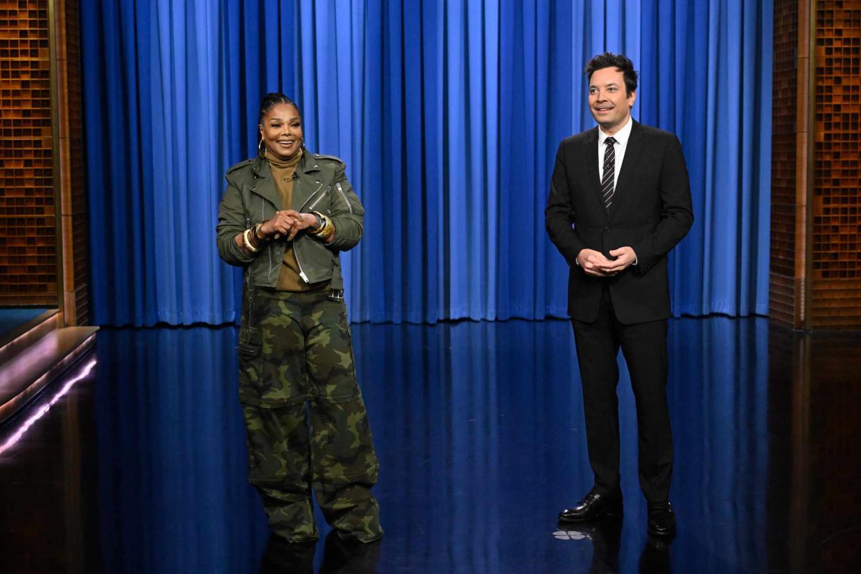 <p>Todd Owyoung/NBC via Getty </p> Janet Jackson crashes Jimmy Fallon