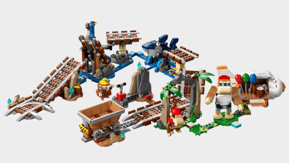 Lego Diddy Kong's Mine Cart Ride set on a plain background