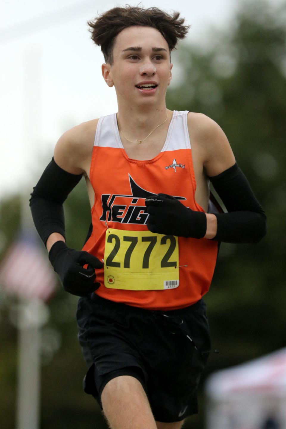Aidan Morrow, of Hasbrouck Heights, is shown during the Meadowlands race, during the NJIC Divisional Championships, at Garret Mountain Reservation.  Morrow would finish first with a time of, 17:12.  Monday, October 3, 2022