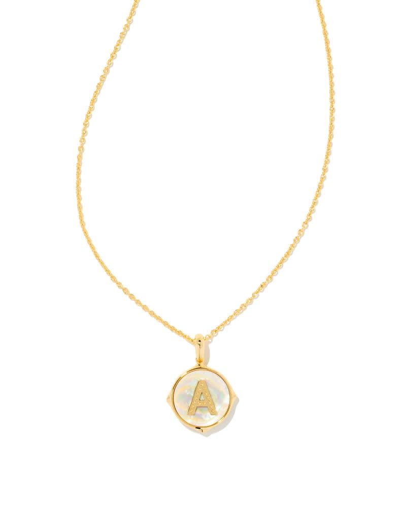 10) Letter Gold Disc Reversible Pendant Necklace