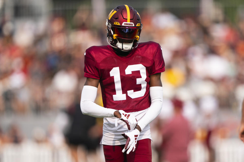 Washington Commanders cornerback Emmanuel Forbes. (AP Photo/Evan Vucci)