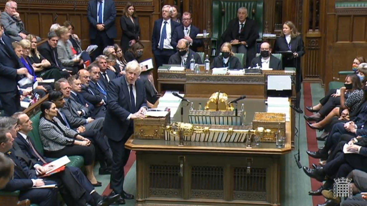 Prime Minister Boris Johnson speaks during Prime Minister's Questions in the House of Commons, London. (Photo by House of Commons/PA Images via Getty Images)