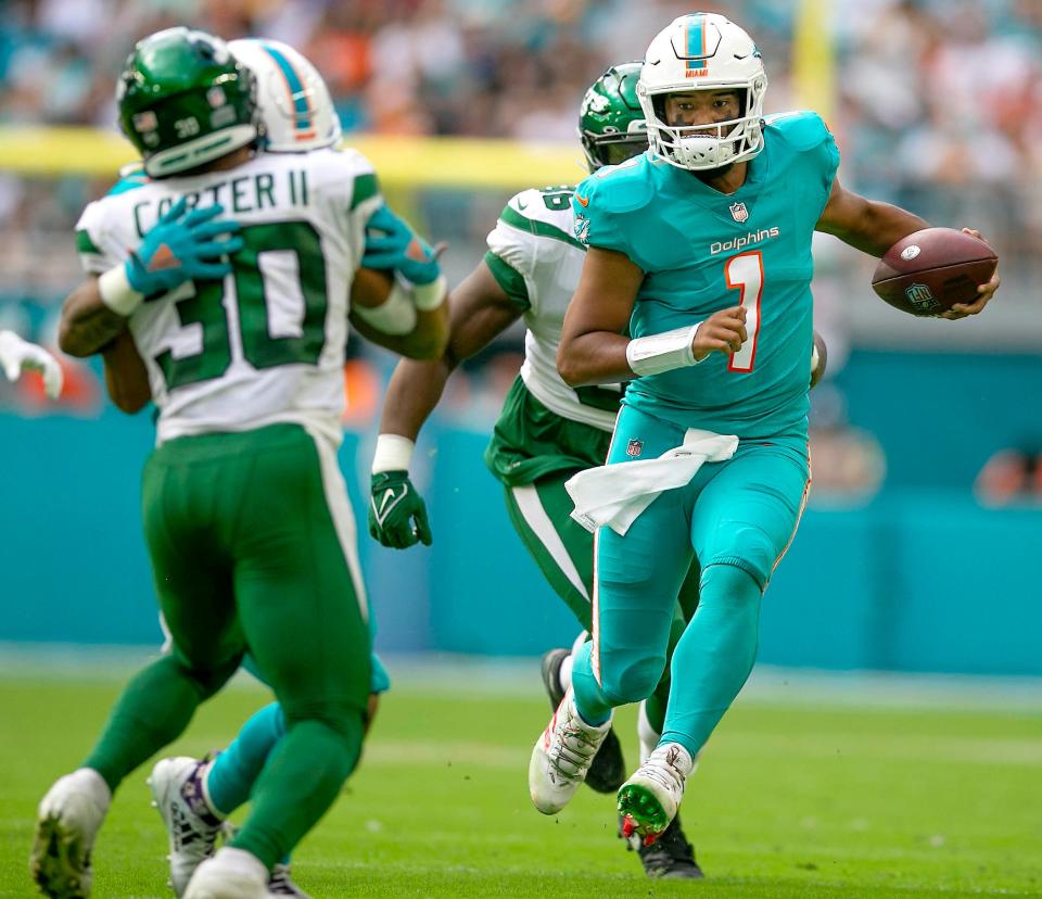 Will Tua Tagovailoa and the Miami Dolphins beat the New York Jets on Black Friday? NFL Week 12 picks, predictions and odds weigh in on the game.