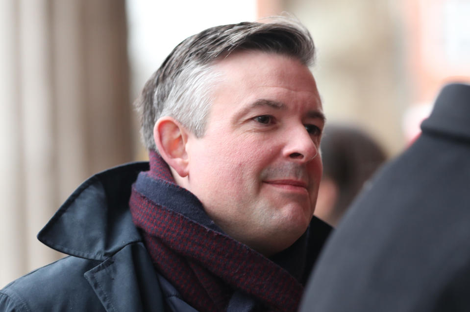 Shadow health secretary Jon Ashworth, arrives for the funeral of Frank Dobson at St Pancras Church in London.