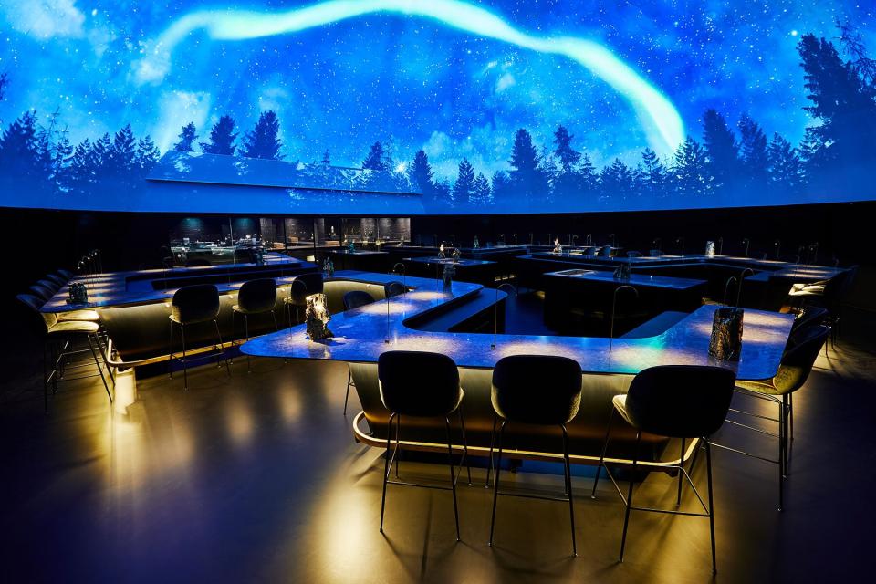 The planetarium dome at Alchemist. This universe is called Aurora Borealis.