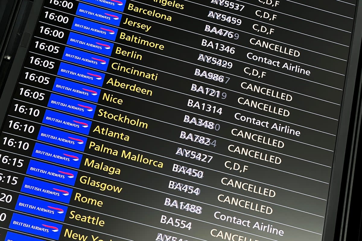 The Independent has calculated that some 1,200 flights were cancelled (Copyright 2023 The Associated Press. All rights reserved)