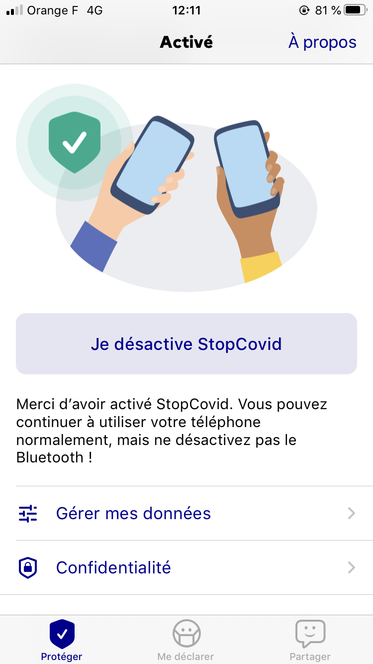 Il est facile de désactiver l'application StopCovid et de supprimer les données enregistrées.