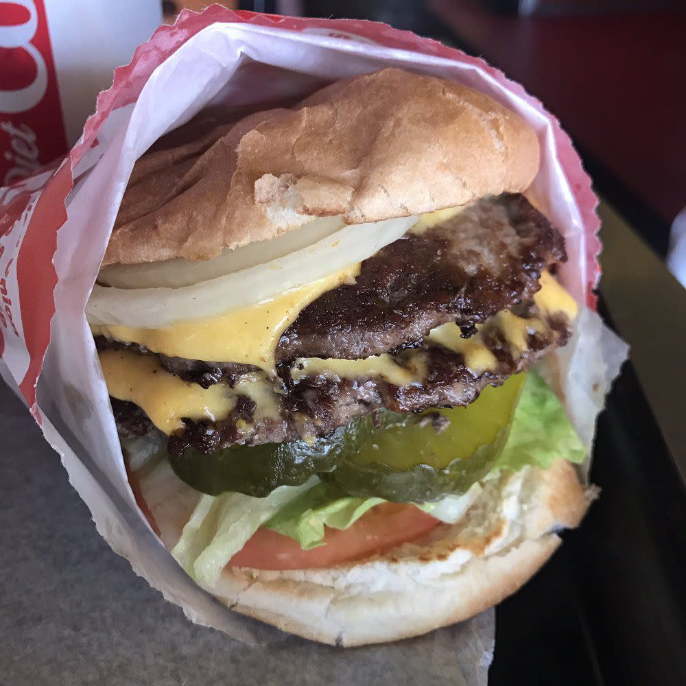 Double cheeseburger at Petey's Burger in New York