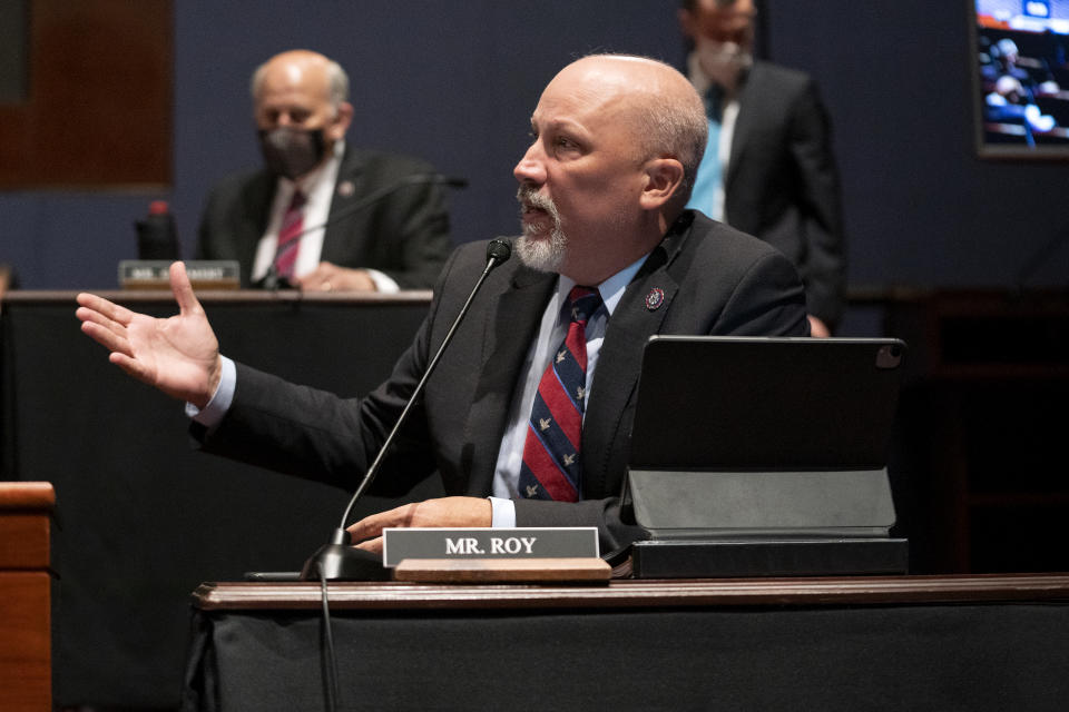 Rep. Chip Roy (R-TX) reacts during a House Judiciary Committee hearing at the U.S. Capitol on October 21, 2021 in Washington, DC. (Photo by Greg Nash-Pool/Getty Images)