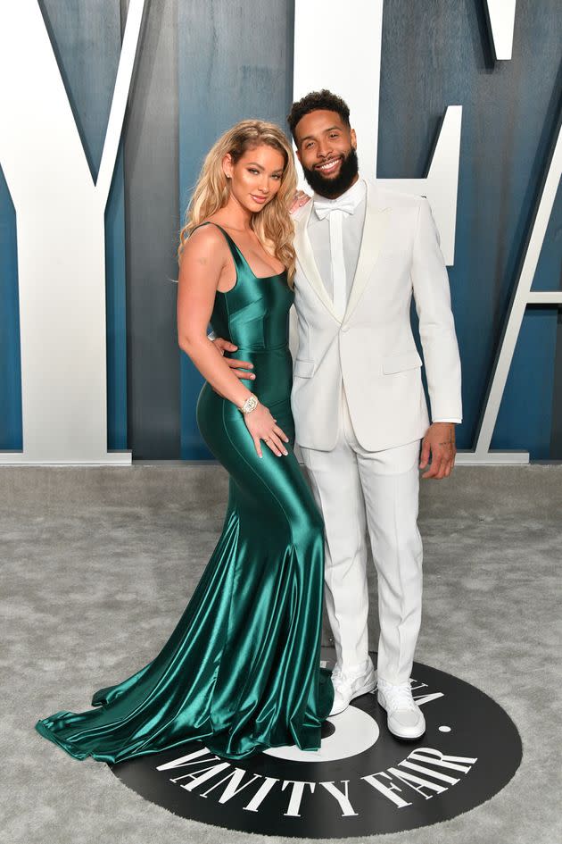 Lauren Wood and Odell Beckham Jr. at the 2020 Vanity Fair Oscar party on Feb. 9, 2020, in Beverly Hills, California. (Photo: George Pimentel via Getty Images)