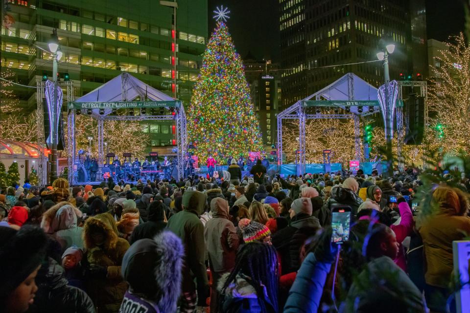 Downtown Detroit Tree Lighting at Campus Martius Park.