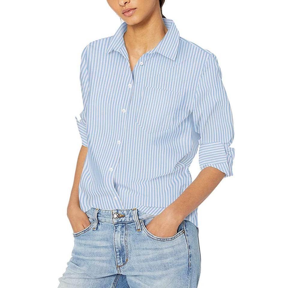 12) Long-Sleeve Button-Down Poplin Shirt