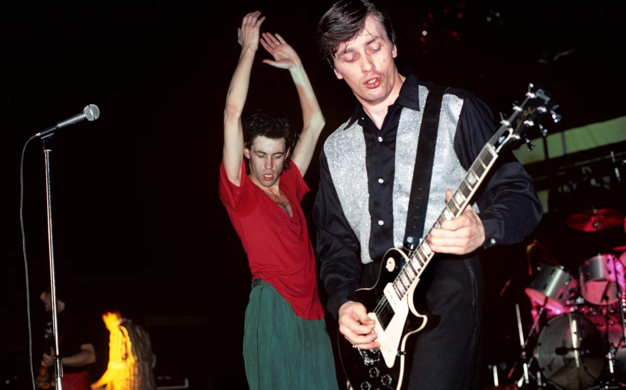 Garry Roberts, right, with Bob Geldof on stage with the Boomtown Rats in New York in 1979 - Ebet Roberts/Redferns