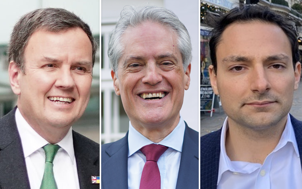 Tory Greg Hands, Labour’s Ben Coleman and Liberal Democrat Blaise Maxime Pascal Baquiche who are contesting the Chelsea and Fulham seat (ES Composite)