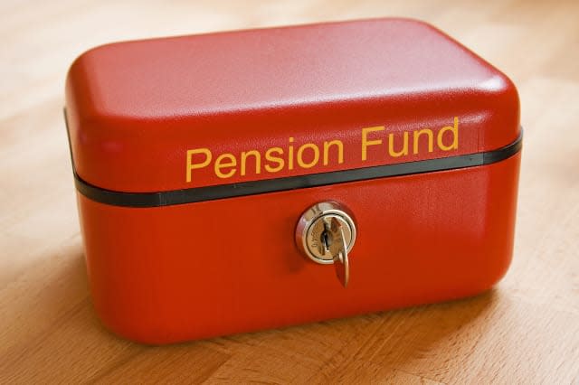 red metal pension fund cash tin
