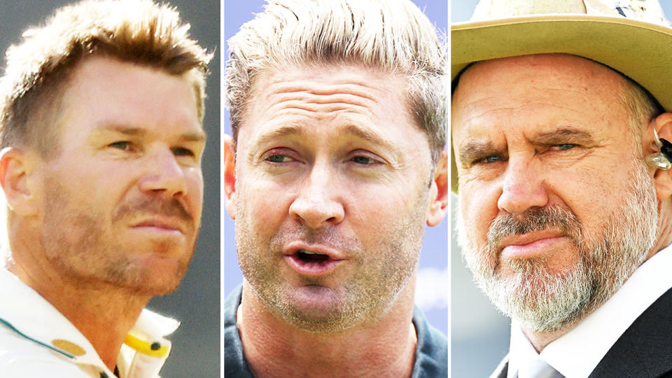 David Warner, Michael Clarke and Matthew Hayden.