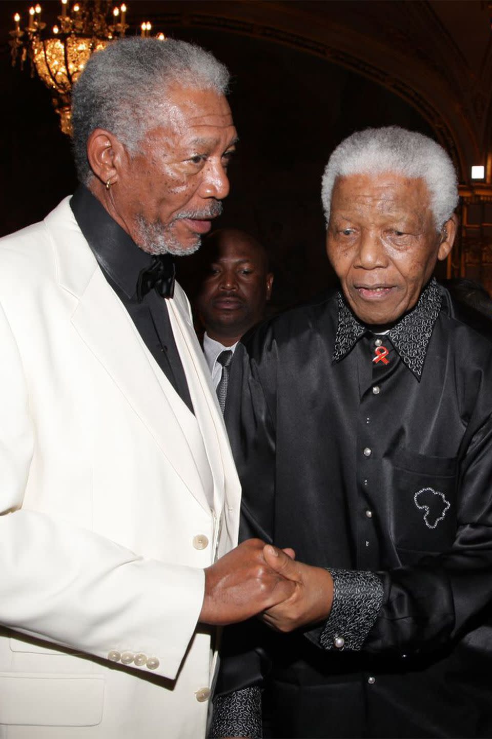 Morgan Freeman and Nelson Mandela