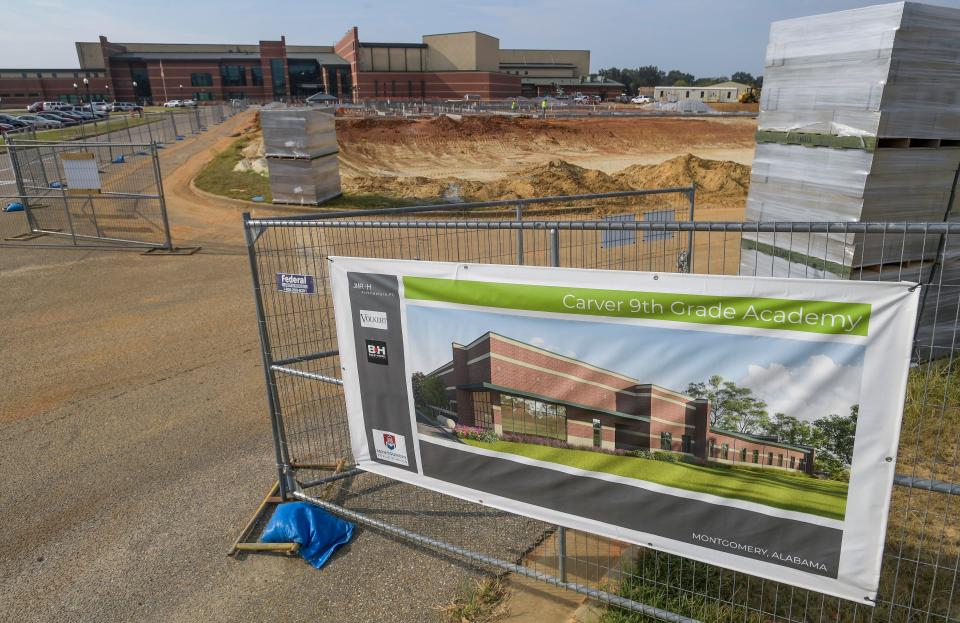 Construction is underway for the new Carver Ninth Grade Academy building on the Carver High School campus in Montgomery, Ala., on Monday September 25, 2023.