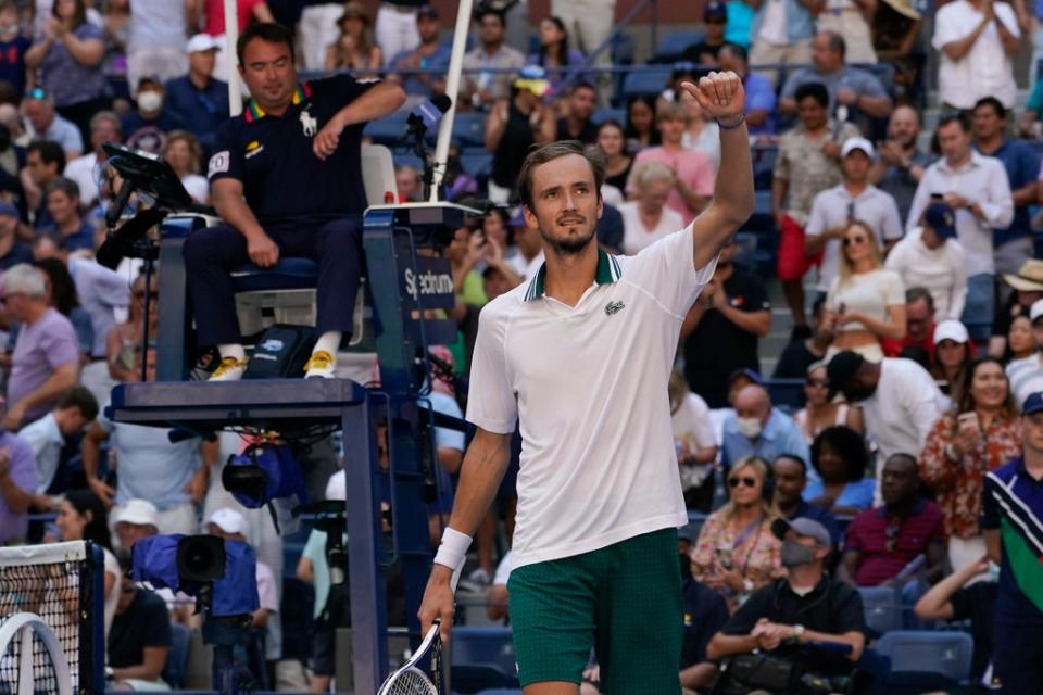 Daniil Medvedev celebrates beating Botic Van De Zandschulp (Elise Amendola/AP) (AP)